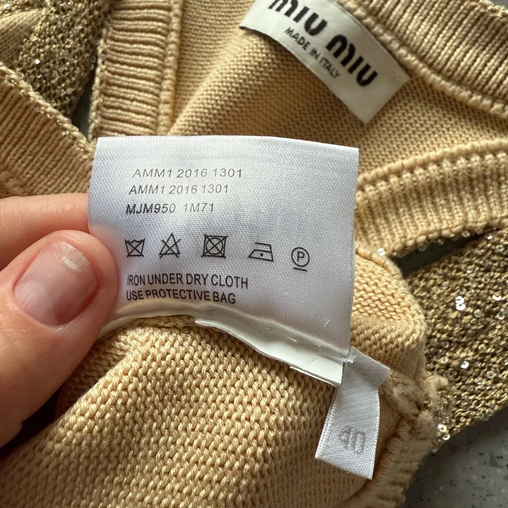 Miu Miu Beige and Gold Glitter Crop Top - Picture 6 of 6